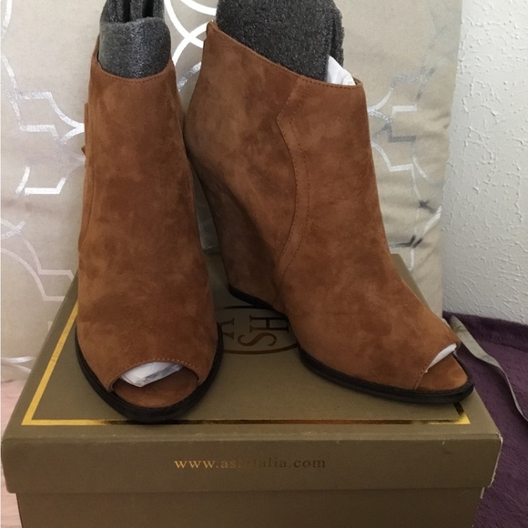 NWT Ash-Lynx Pep Toe Platform Wedge Leather “Cookie “ Low Ankle Boots 10M - Picture 5 of 14